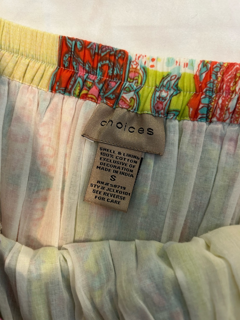 Choices Patchwork MIDI Skirt in Green, Yellow, Red and Teal - Picture 6 of 7